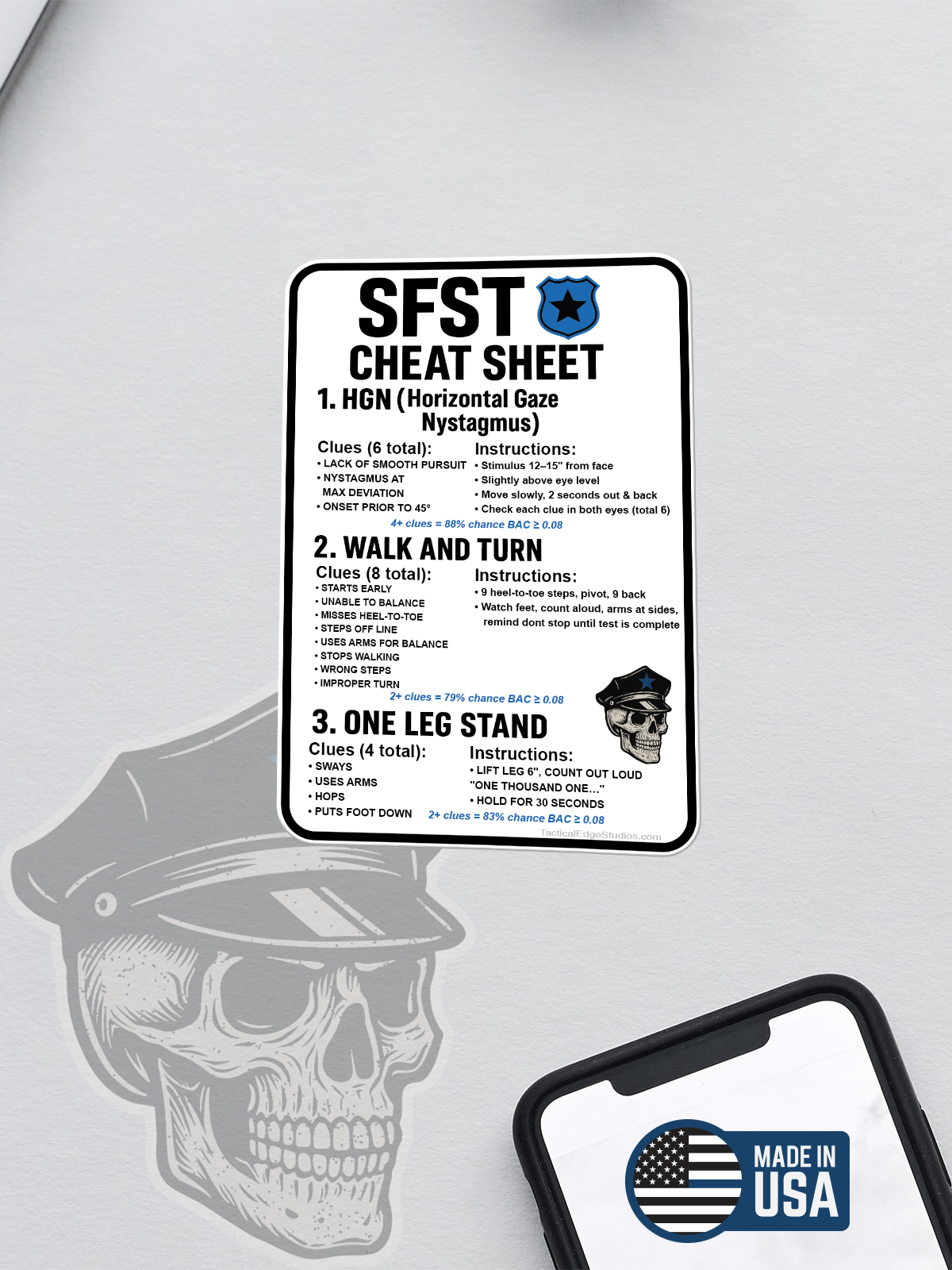 SFST Cheat Sheet Sticker (Non-Compliant)